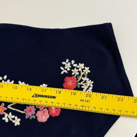 Vintage Susan Bristol Navy Floral Embroidered Cardigan 90s S - Picture 6 of 7